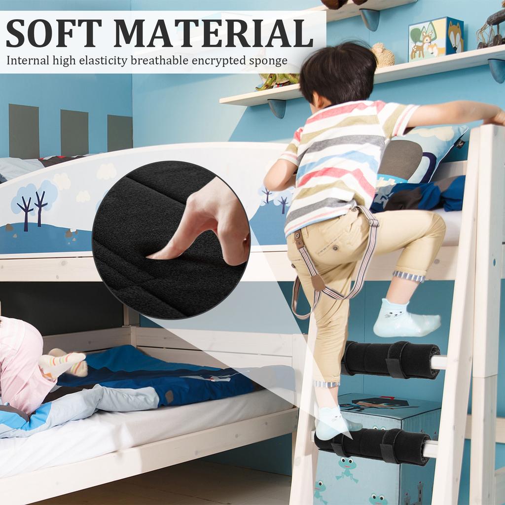 4PCS/Set Bunk Bed Ladder Pad with 8 Adjustable Straps Comfort Bunk Bed Ladder Cover with Nonslip Dots On the Bottom for Climbing