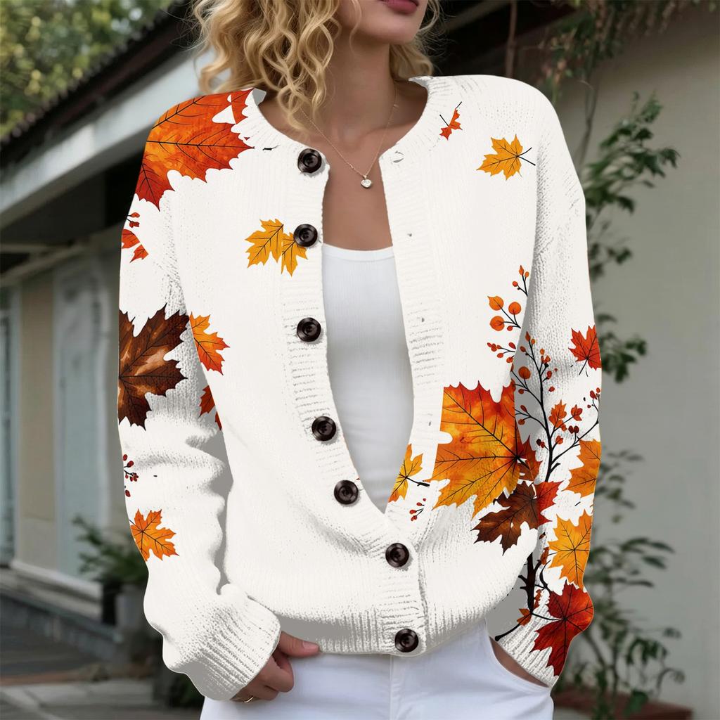 Women's Trendy Halloween Knit Button Down Cardigan Sweater Top for Party and Daily Wear