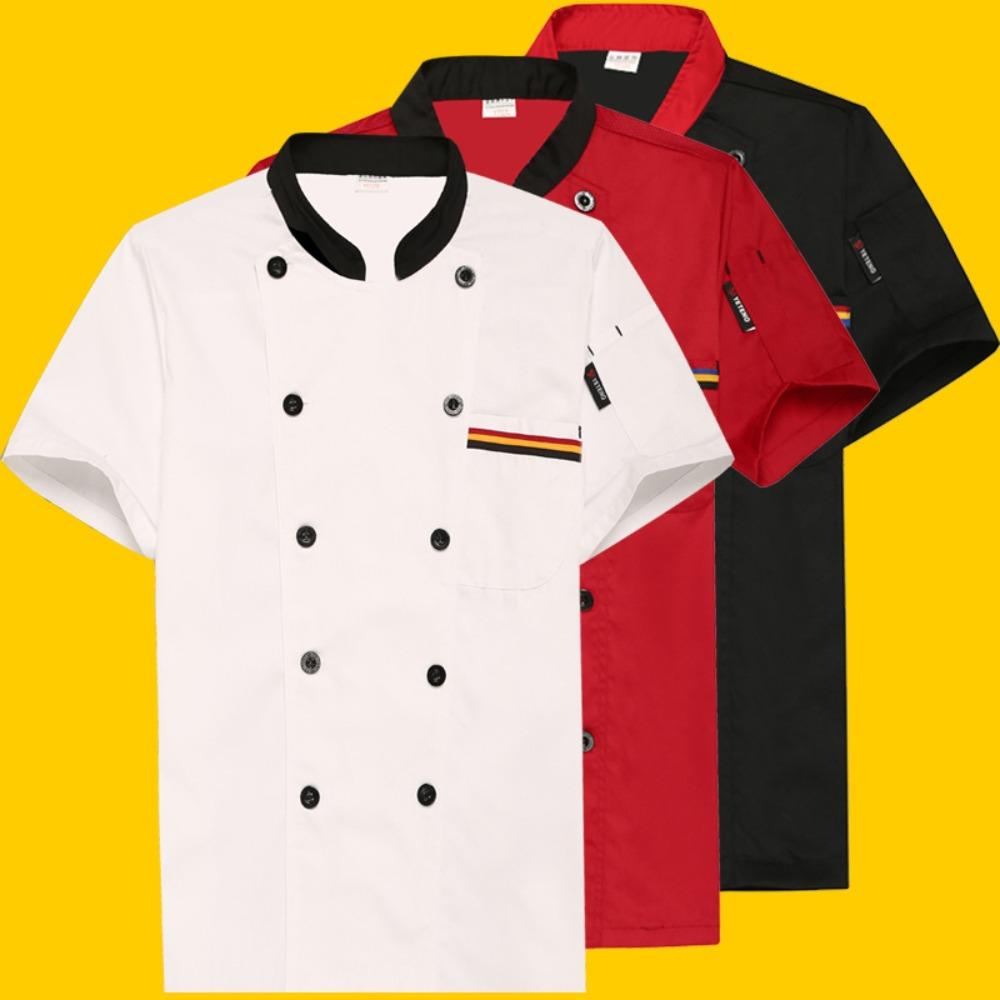 Chef Work Clothes Short-sleeved Summer Thin Chef Clothes Long-sleeved Men and Women's Kitchen Breathable Work Clothes