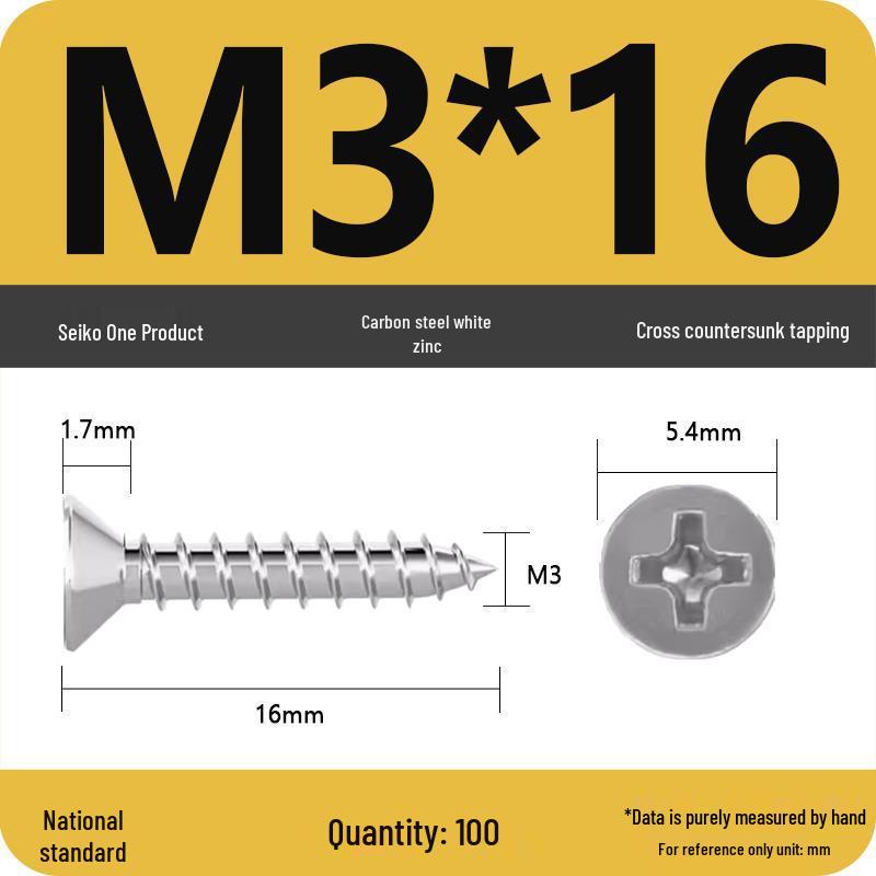 Iron Galvanized Phillips Flat Head Self-Tapping Screws - Countersunk M1 To M4
