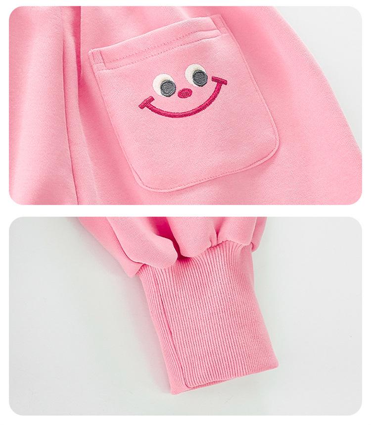 Girls' Little Monster Print Sweatshirt & Sweatpants Set - Spring/Autumn Casual Two-Piece Outfit