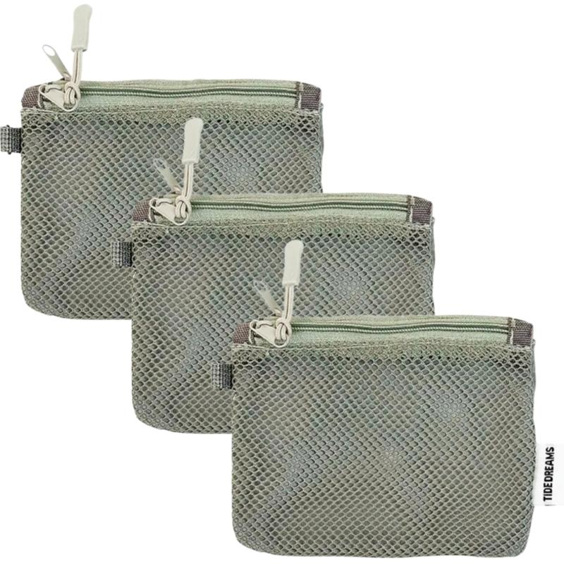 Mesh Travel Makeup Bag for Women Portable Mini Cosmetic Pouch Double Layer Zipper Multi-purpose Coin Purse Credit Card Holder
