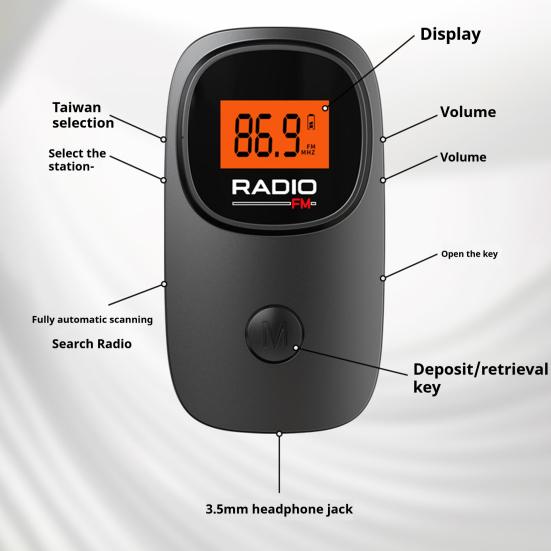 Kapesní rádio se sluchátky na baterie Mini přenosné rádio s digitálním laděním Pohodlné