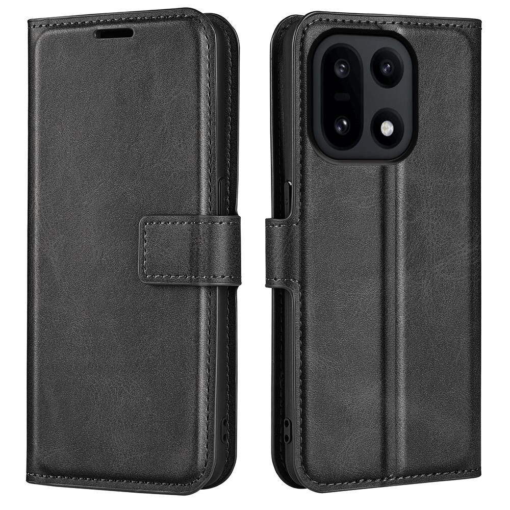 For OnePlus 15 5G Stand Case Anti-Scratch Calf Texture Leather Phone Cover