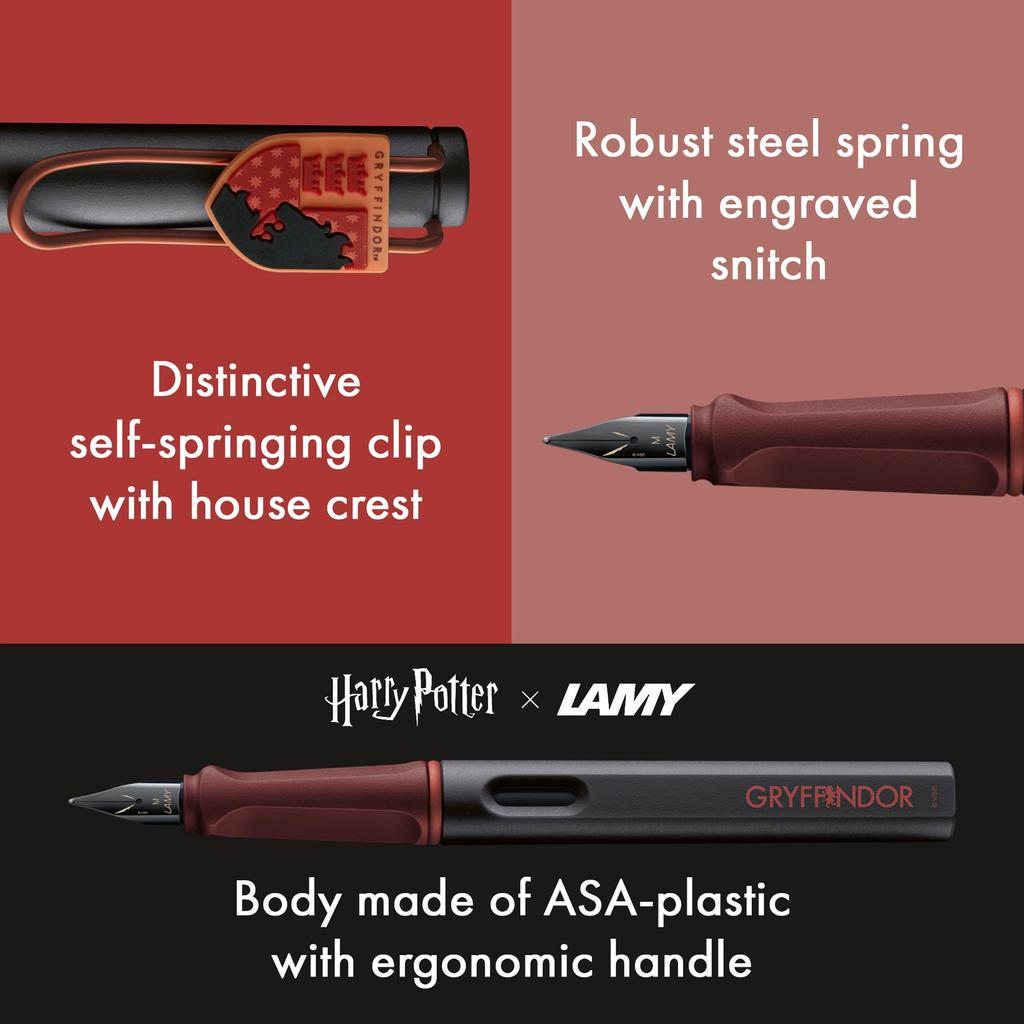 Lamy Safari Harry Potter Gryffindor Fountain Pen Special Edition Fountain Pen with House Crest Extra Fine Steel Nib Ergonomic Grip Includes T10 Blue