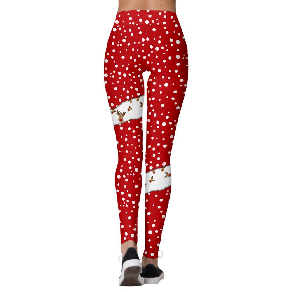 Fashion Christmas Print Fitness Sports Hip Lifting High Waist Bottom Pants Women Yoga Pants
