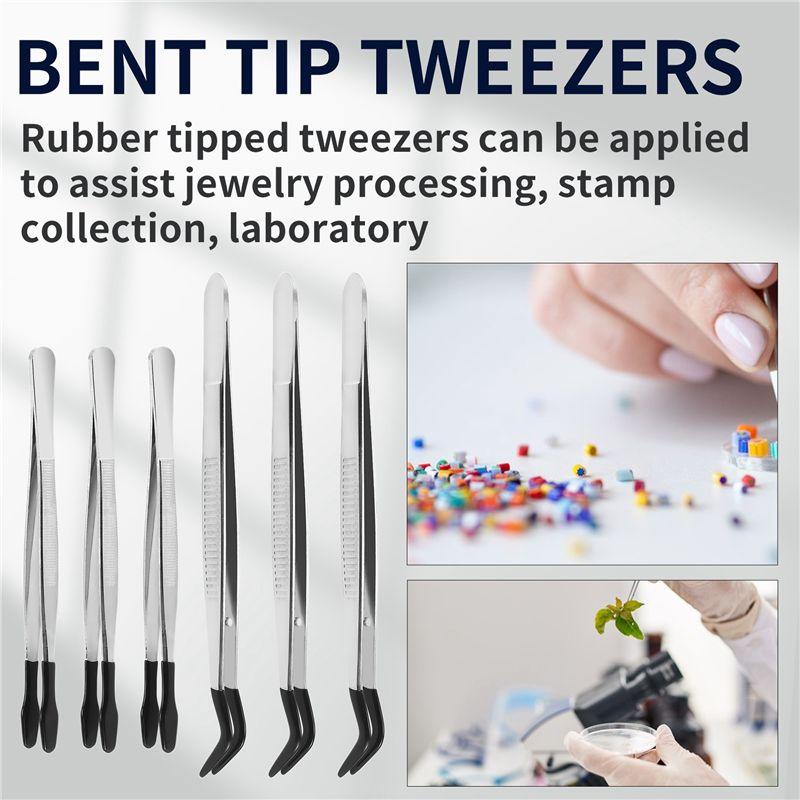 AEE4-6 Stück Gummispitzenpinzetten PVC Silikon Präzisionspinzetten Labor Industrie Hobby Bastelpinzetten Werkzeug