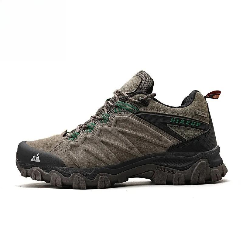 FEETIX   High Quality Leather Hiking Shoes Durable Outdoor Sport Men Trekking Leather Shoes Lace-Up Climbing Hunting Sneakers 40