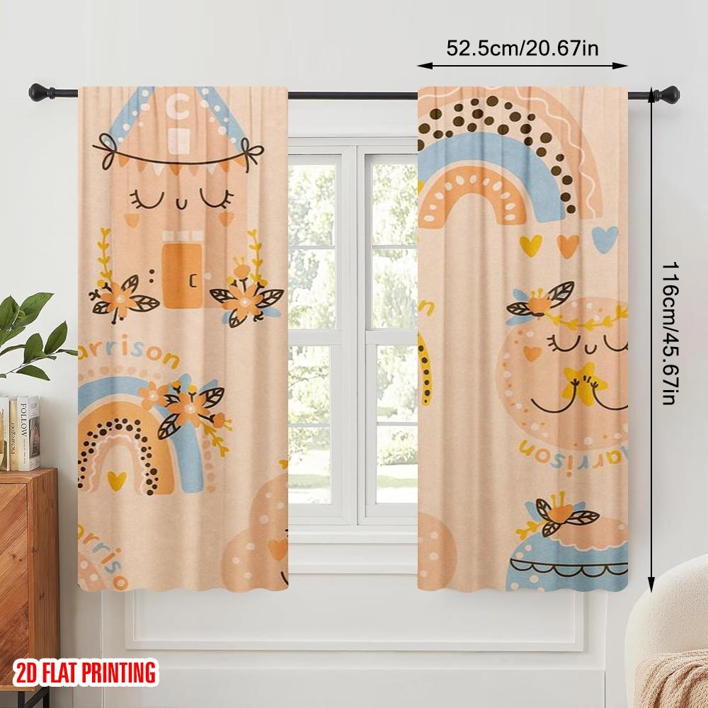 2pcs,2D plane printing Curtain Popular DreamyIcons Versatile Polyester Fabric (without rod) Gifts Use for Bedroom Living Room