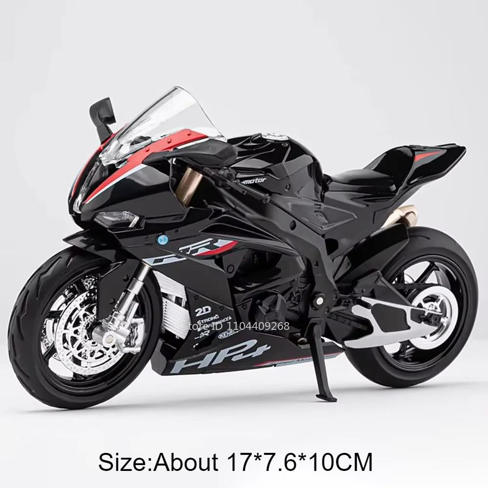 1:12 Scale R Nine T HP4 Motorcycle Model Car Toy Alloy Diecast Light Music Shock Absorption Motor Miniature Models Ornament Gift