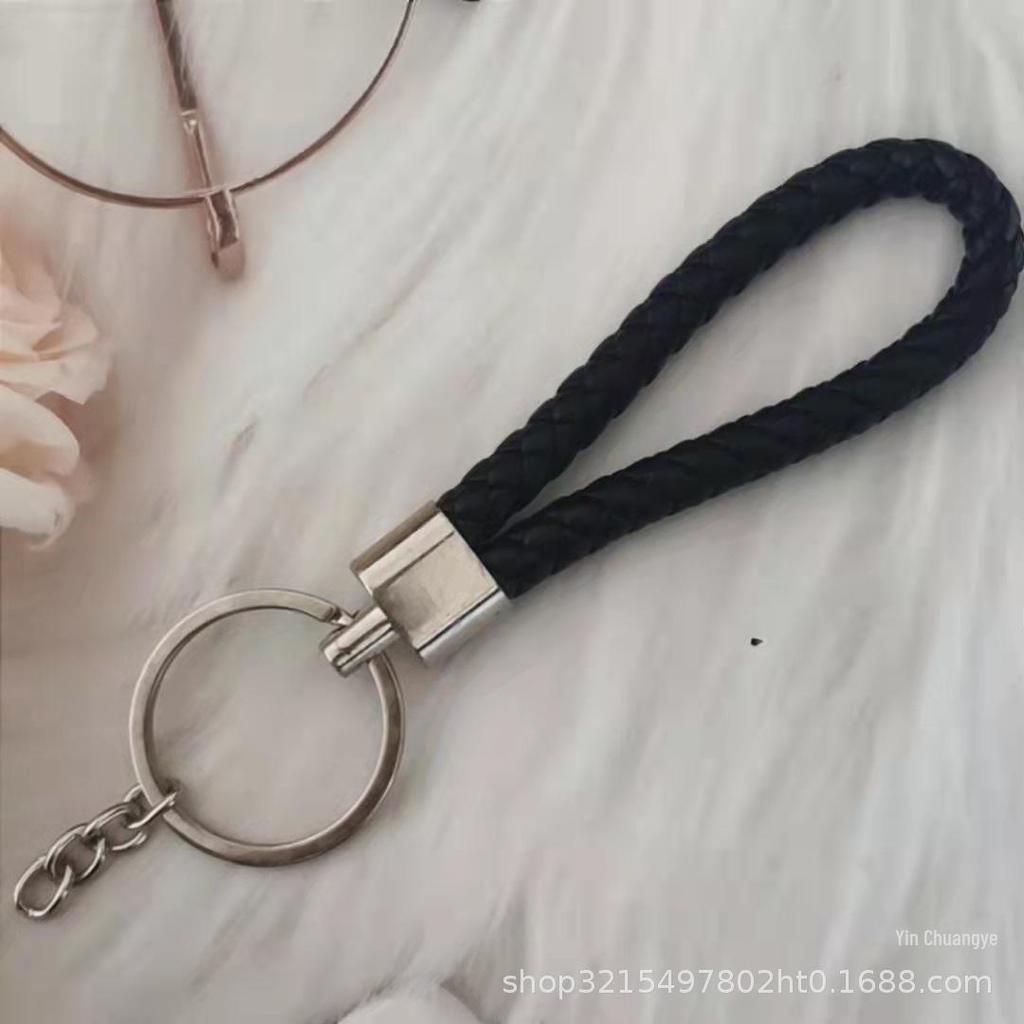 Gevlochten Lederen Touw Sleutelhanger met Poppenhanger - Modieus en Creatief Accessoire