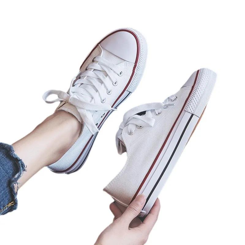 Shoes For Women Low-Top Vulcanized Canvas Platform Sneakers Black Flats Tennis Female Classic Student Small Couples Skateboard