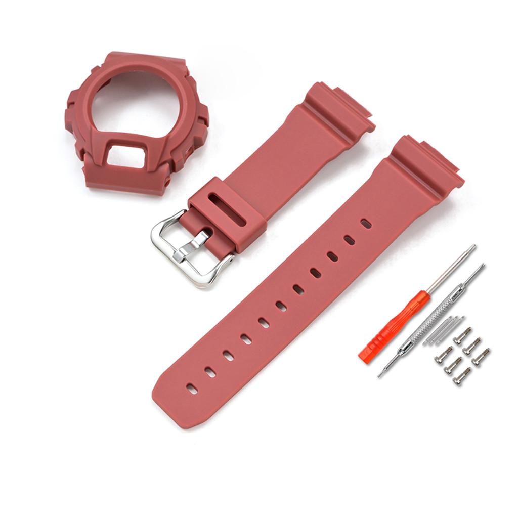 

For Casio G-Shock DW-6900/6600/6930 Replacement Rubber Silicone Matte Watch Band Bracelet Strap + Case червоний