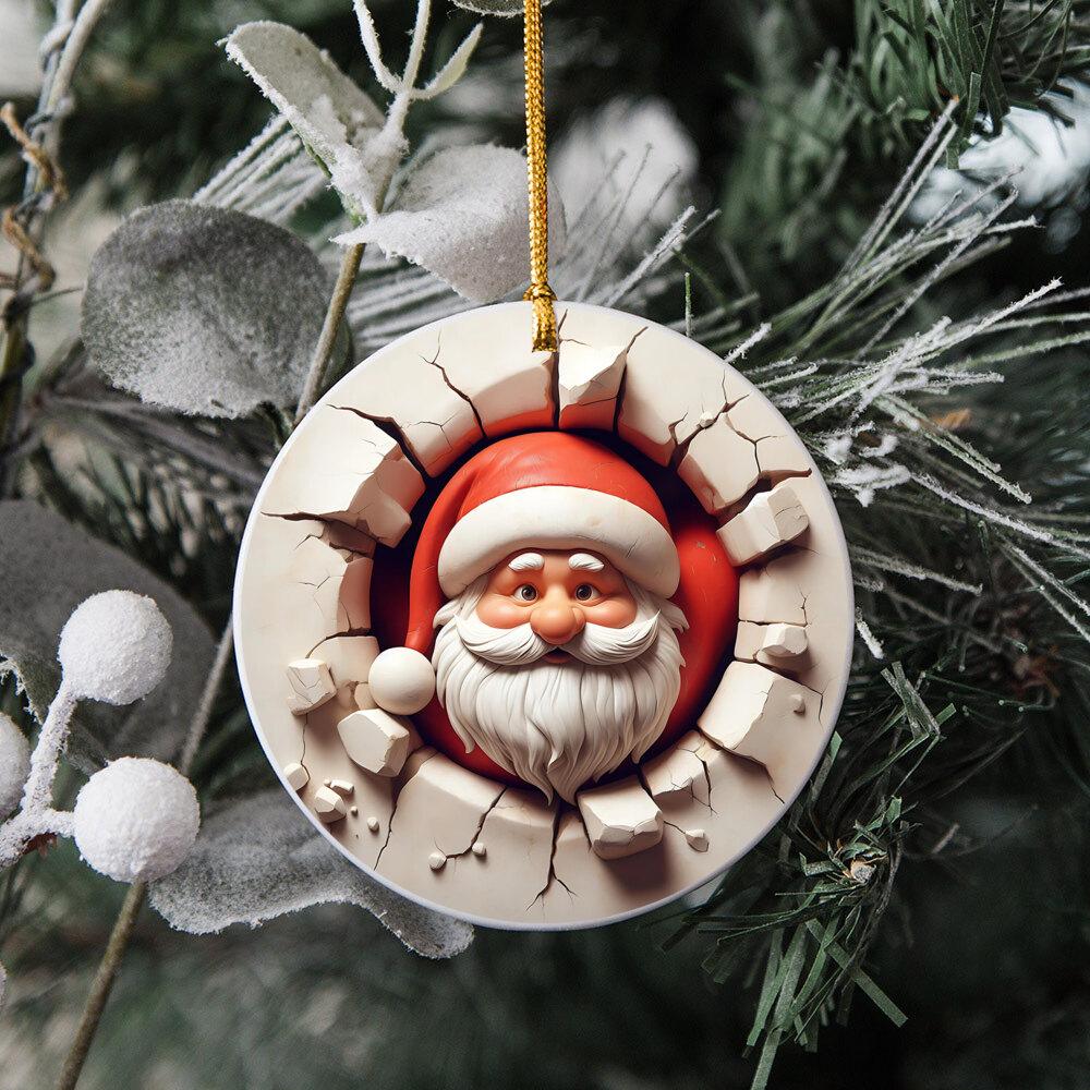 Ozdoba Świąteczna 3D Święty Mikołaj Prezent Ozdoby Świąteczne 2025 Pomysł na Prezent do Wymiany Prezent Ozdoba Święty Mikołaj Dekoracja Świąteczna