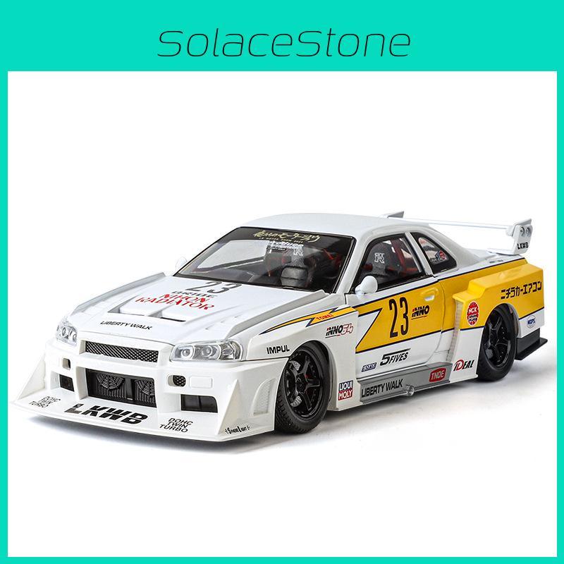 Alloy Gtr34 Car Model With Lights Sound Steering For Kids Collection Toy
