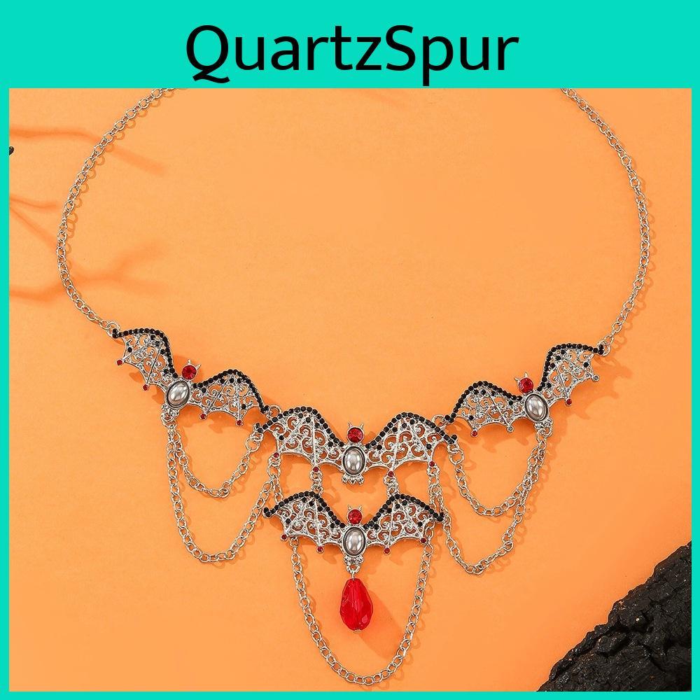 Gothic Bat Charm Necklace With Electroplated Alloy And Multilayer Style For Party Decor