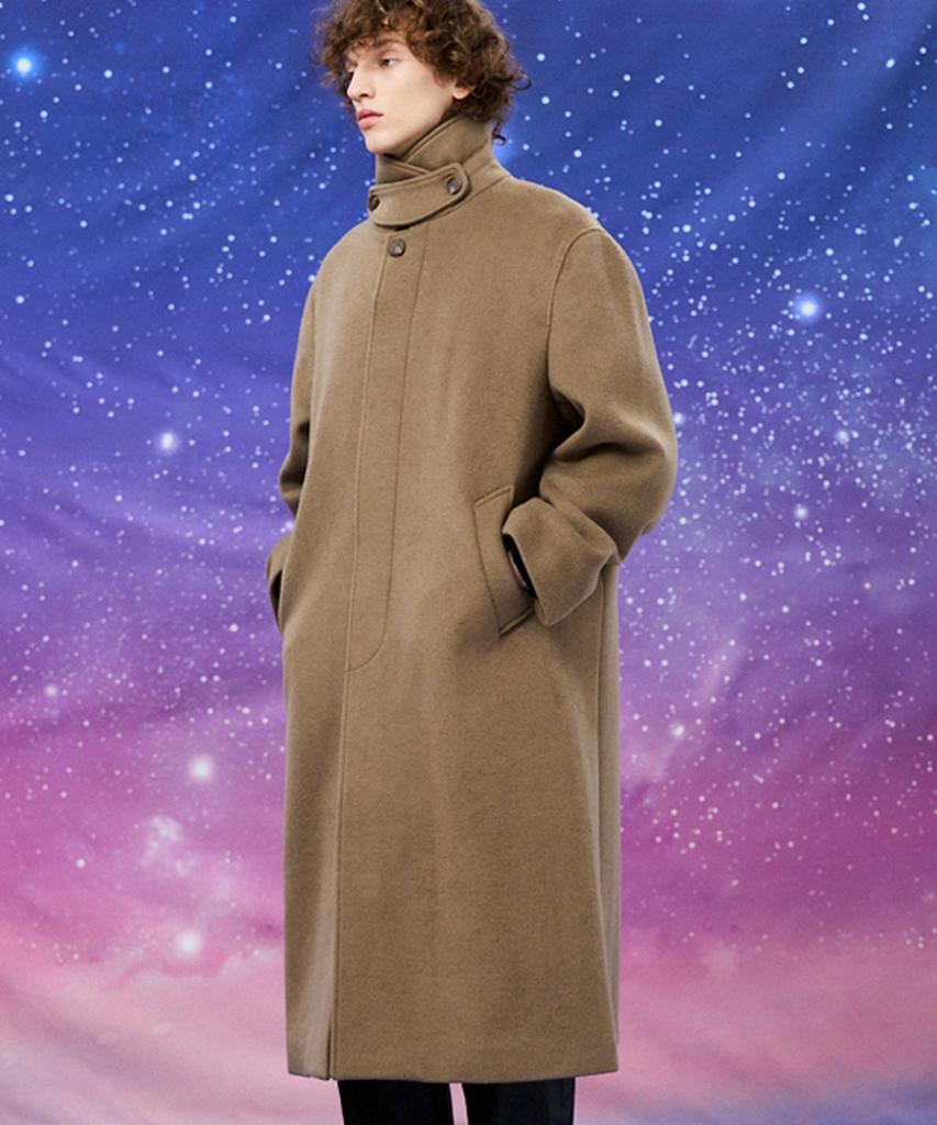 Waikei Balmacaan Oversized Wool Coat Ash Brown