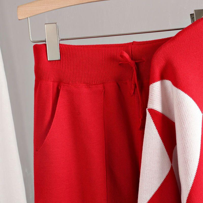 2023 Autumn Winter New Fashion Women Casual Sport Suits Big Size Knitted Sweater Blouse Tops and Pants Trousers 2 Pcs Sets S-2XL