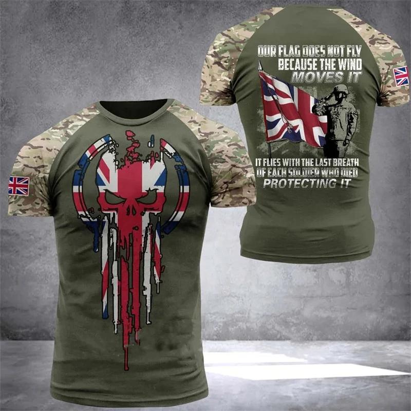 The UK Flag Camouflage T-Shirt For Men/Women 3D Print British Camo T Shirt England Veteran O-Neck Top Oversized Short Sleeve Tee