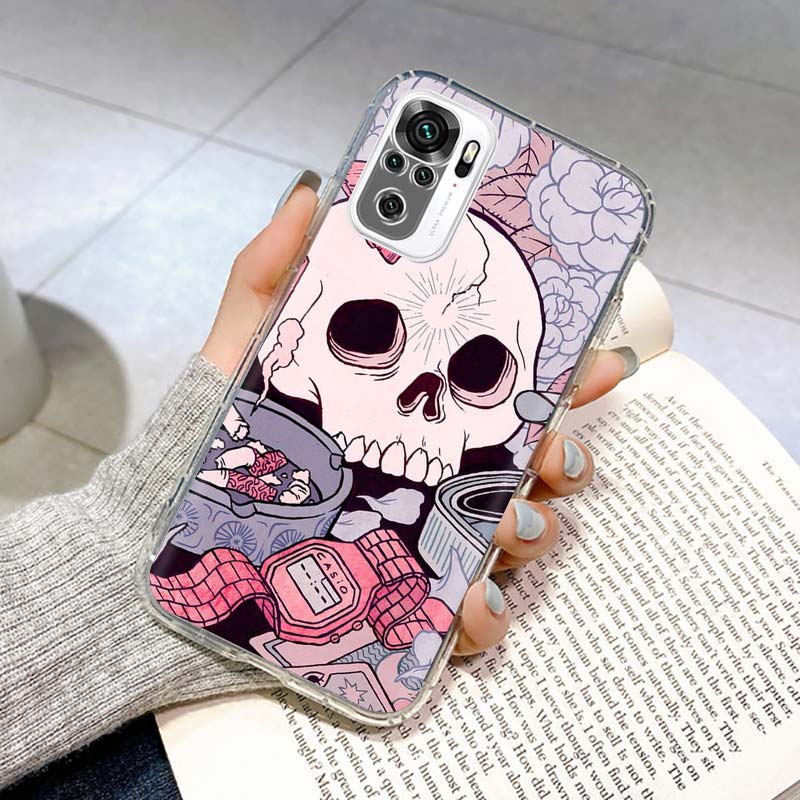 

Horror Skull Flower Phone Case Coque For Xiaomi Redmi Note 10 11 12 13 14 Pro Plus 14S 13 12S 11S 11T 11E 10S Soft Coque Redmi N Redmi Note 12 Pro 5G
