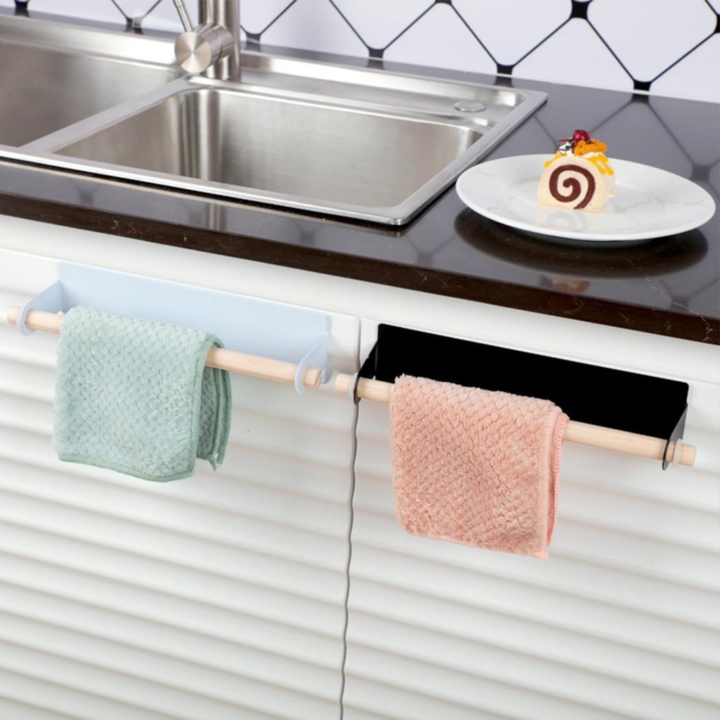 Punch Free Self-adhesive Roll Paper Holder Towel Wooden Storage Rack Hanging Shelf For Kitchen Bathroom Fast Shipping