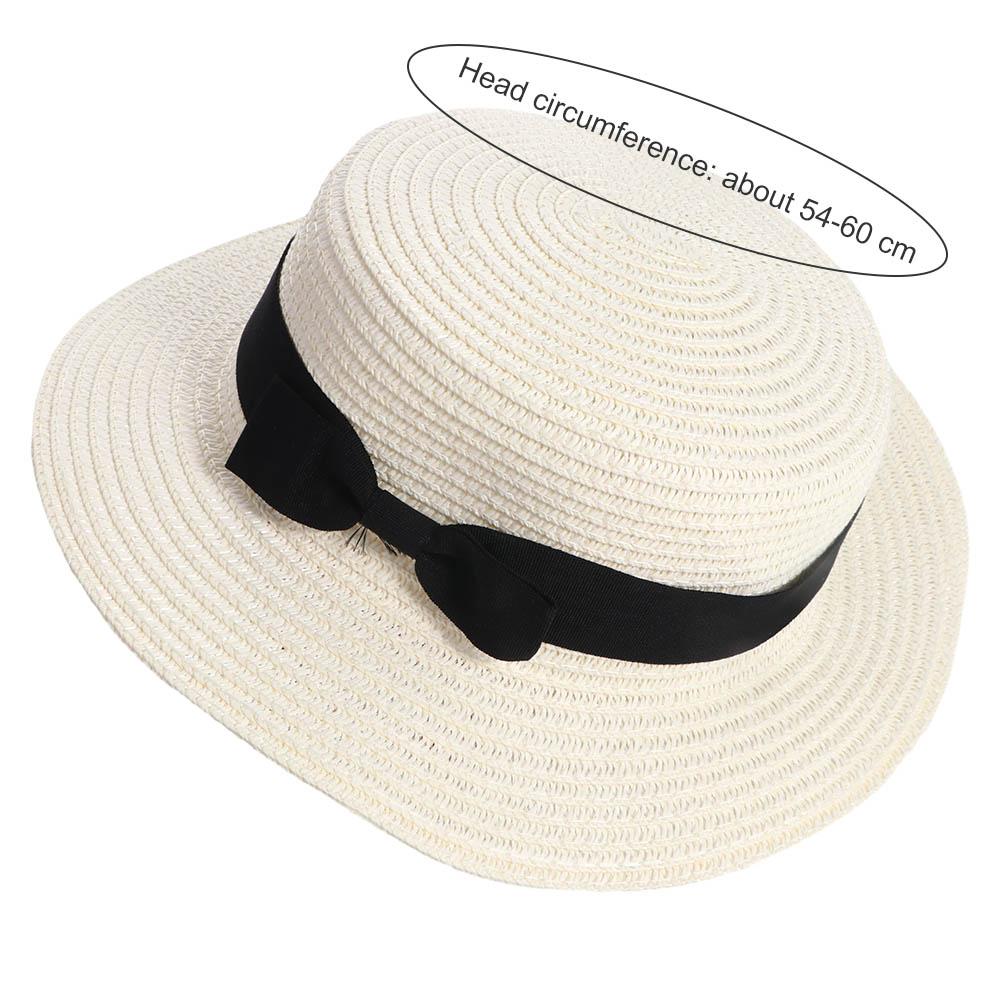 Fashion Sunscreen Bowknot Beach Cap Sun Visor Flat Hat Top Hat Straw Hat Sun Hat Weave Sun Cap