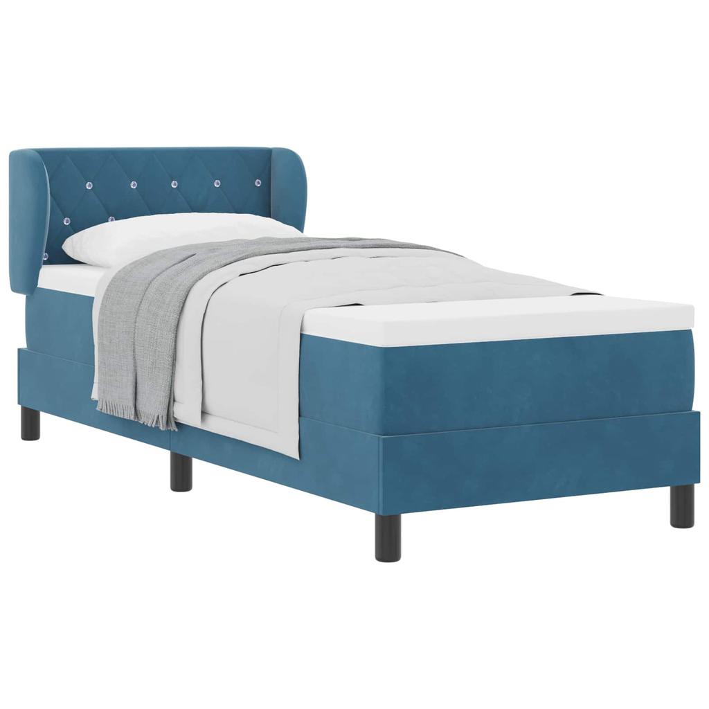 Box Spring Bed with Headboard Dark Blue 80 x 200 cm Velvet