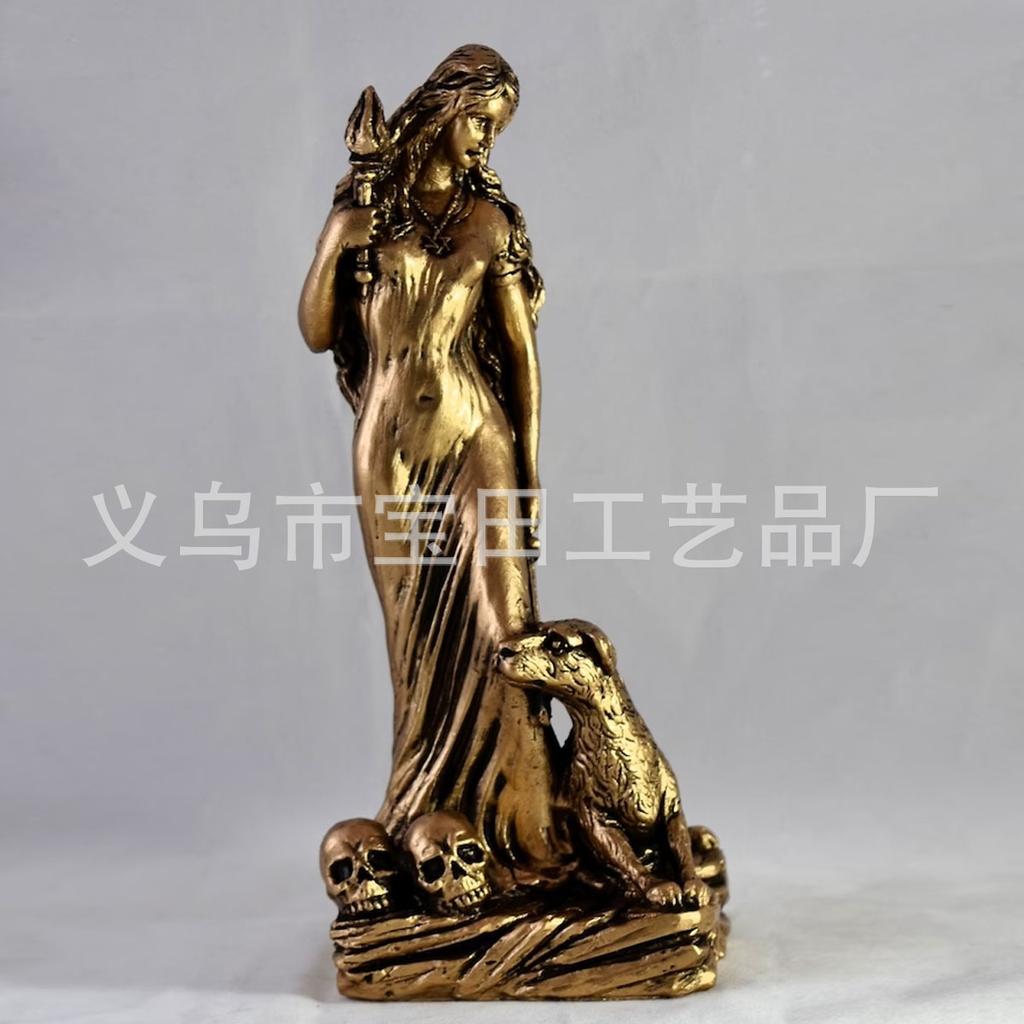 Golden Magic Witch Muse Kat God Pagan Altar Statue Ornament Decoration Home Sculpture Ornament