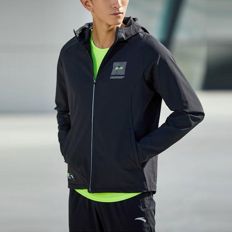 ANTA Running Collection Jackets Men's Black Hooded Moderate Instructor 952215601-4