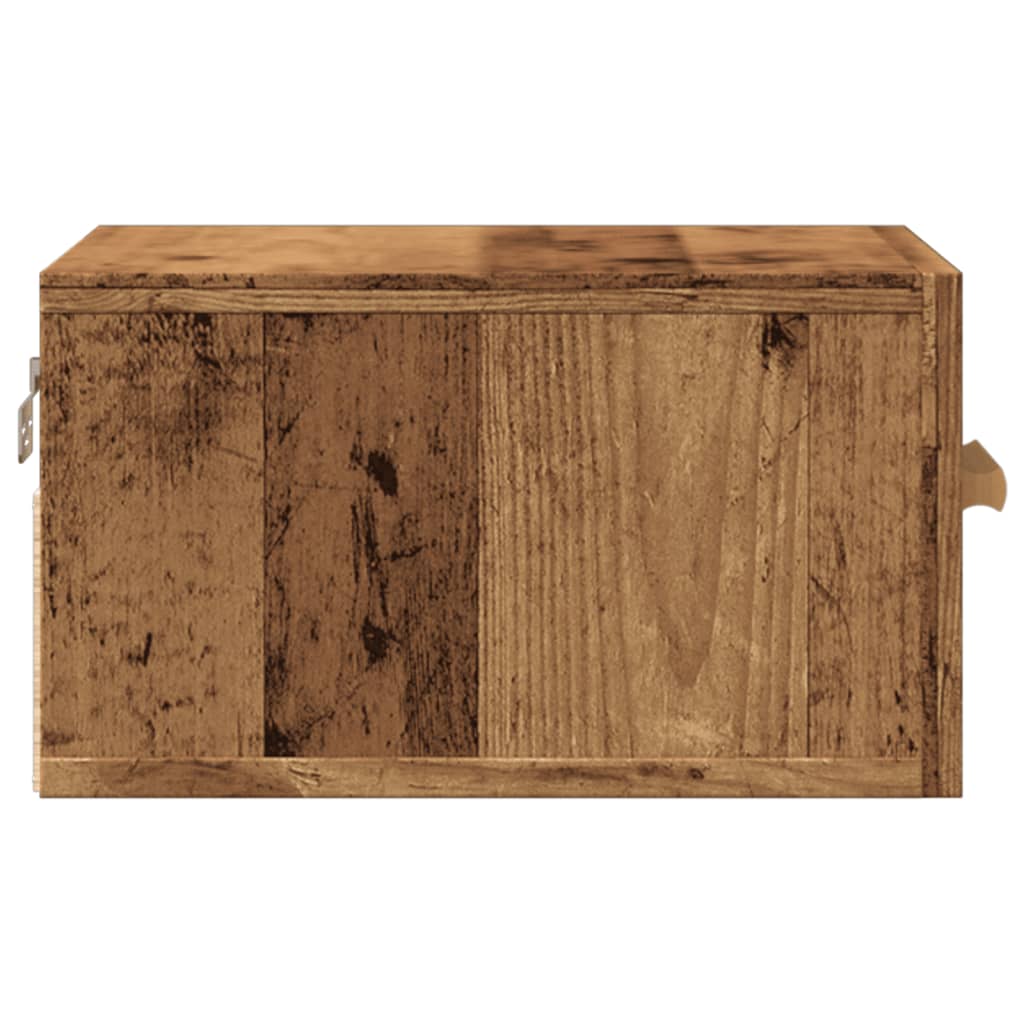 Wall Mounted Nightstand Vintage Wood Look 35 X 35 X 20 Cm