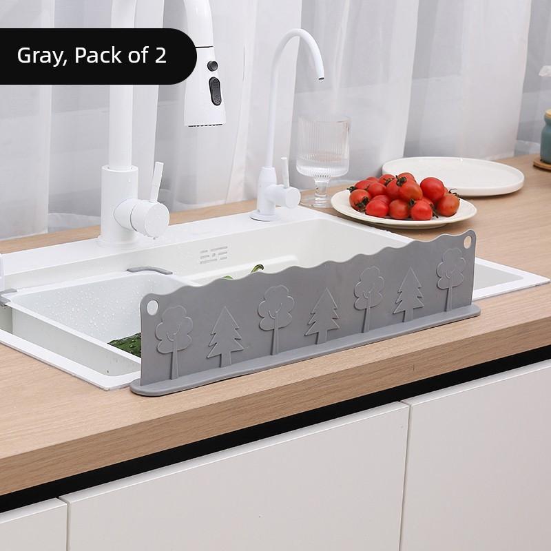 Kitchen Sink Water Barrier, Sink Countertop Suction Cup Waterproof Board, Silicone Water Barrier Strip, Anti-Splash Water Partition