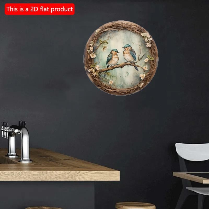 2d Flat 20*20cm, Round Wooden Swallow Sign, Entrance Decor Gift, Add Rustic Charm To Home, Kitchen, Garden, or Office.
