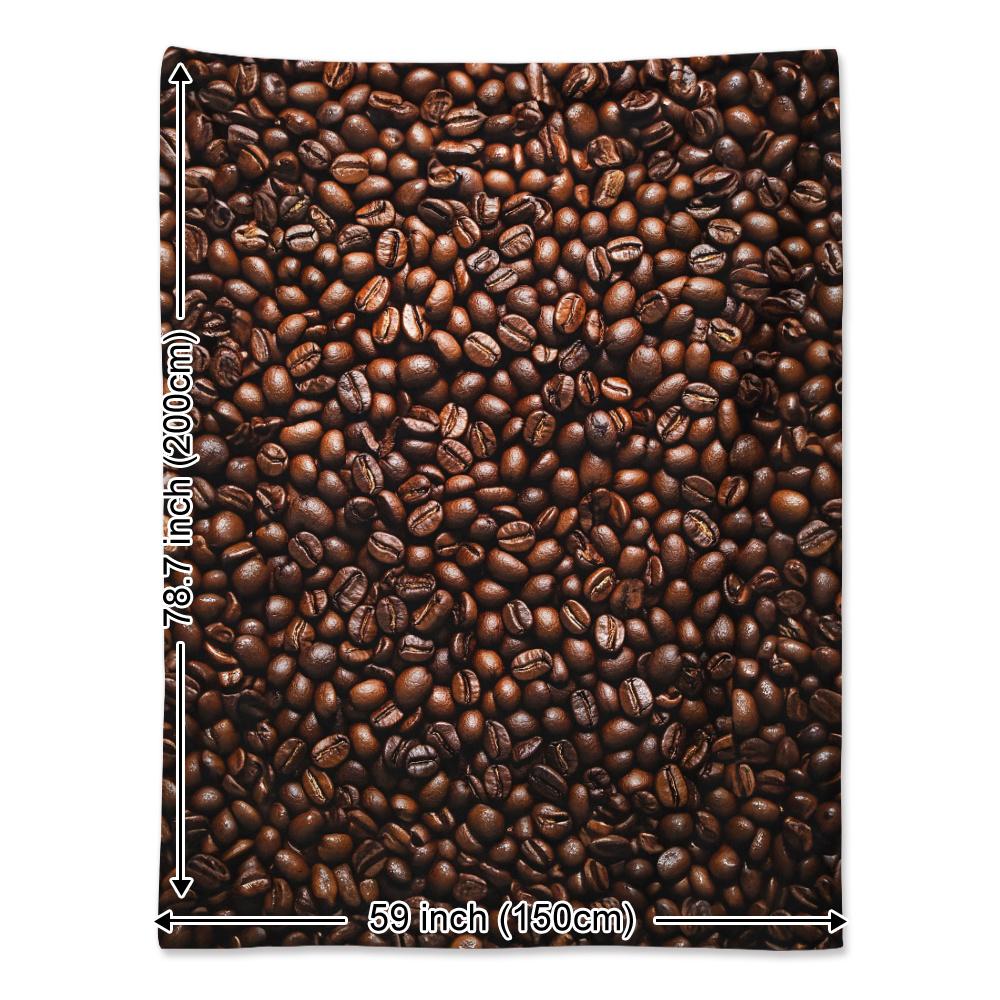 Modern Coffee Bean Print Blanket Contemporary Pattern Soft Cozy Warm Throw for Bed Sofa Office Travel Gift