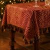 Polyester Cotton Christmas Tablecloth Woven Reversible Table Cover Golden Jacquard Dustproof Dining Table Cloth Dining Table