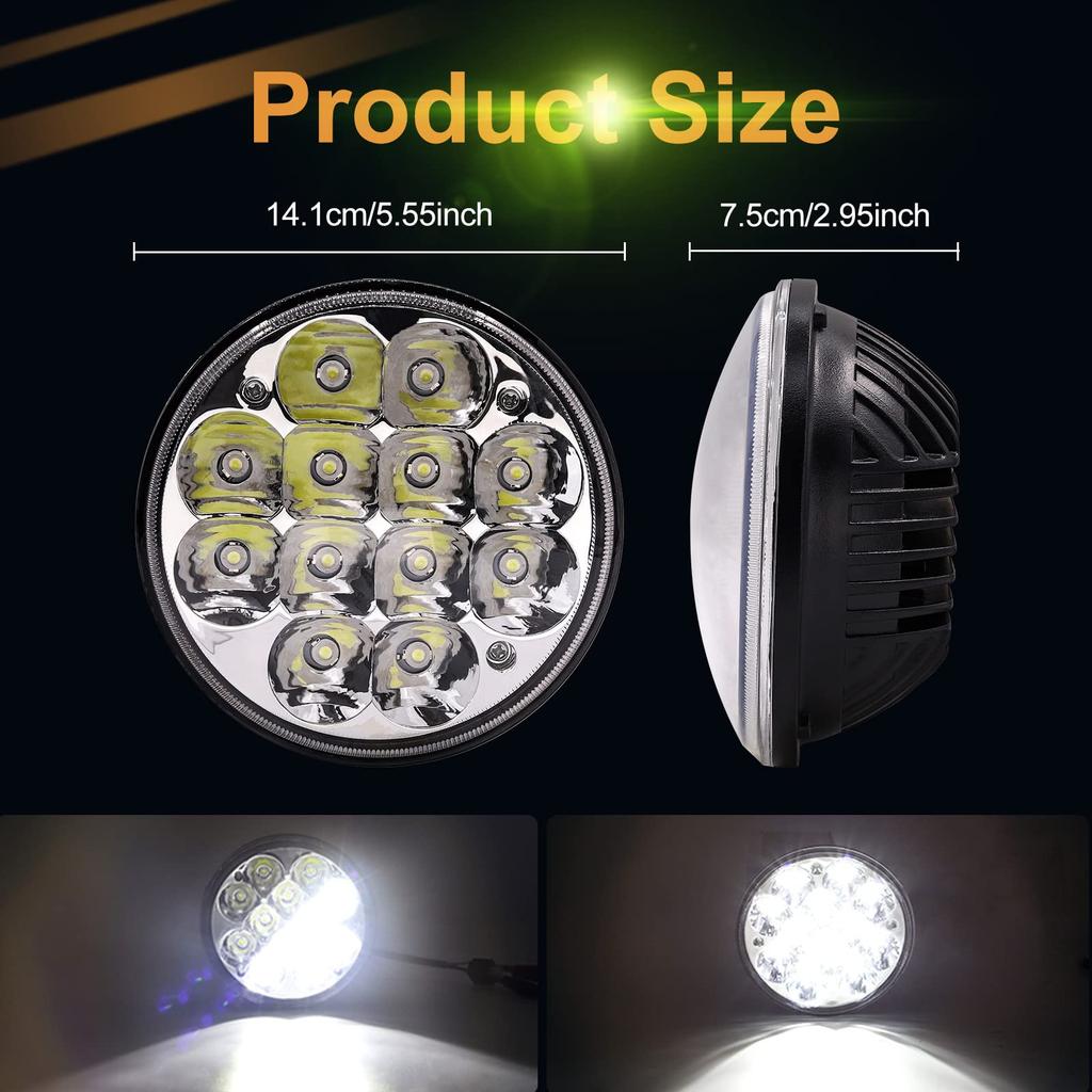 LED Headlight Inch Harley Headlight Beam LED Spotlight LED Work Light Fog Lamp Universal H5006 Replacement High Brightness Waterproof IP68 Round