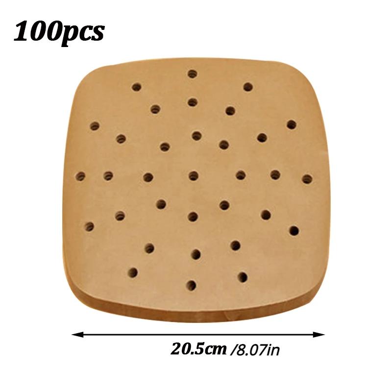 100pcs Disposable Air Fryer Parchment Paper Air Fryer Paper Liner Non Stick Steamer Liner Oven Microwave Steamer Basket