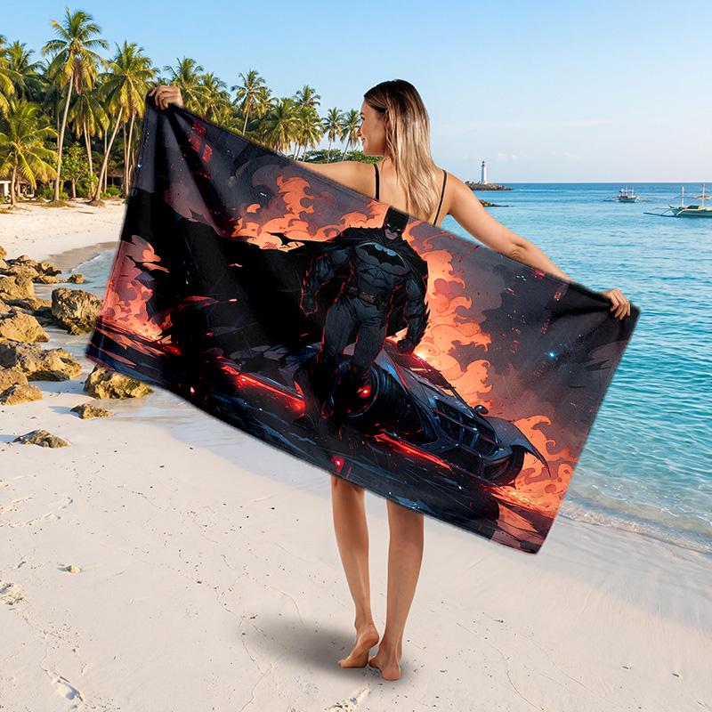 Batman Printed Swim Towel, Portable Water Absorbent Towel for Beach Camping Daily Bathroom Use