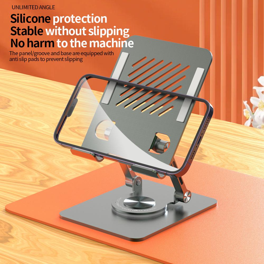 L8 Desktop 360° Rotating Metal Foldable Cooling Tablet Phone Stand 2-in-1 Height Adjustable Holder