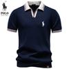 2026 Vară Nou Bărbați Broderie Casual Contrastant Tricou Polo Manșetă Scurtă Bărbați Lână Top