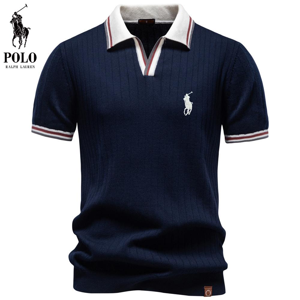 Ralph Lauren 2026 Zomer Nieuw Heren Borduurwerk Casual Contrasterend Poloshirt Korte Mouwen Heren Wol Top S