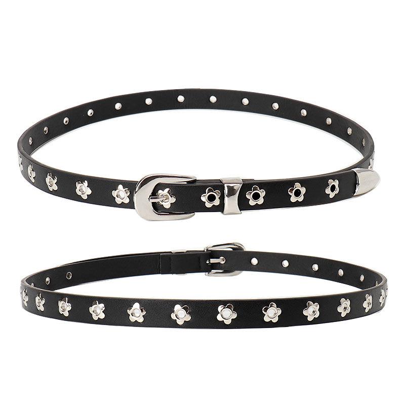 Trendy Silver Buckle Eyelet Belt - Versatile Women's Fashion for Jeans