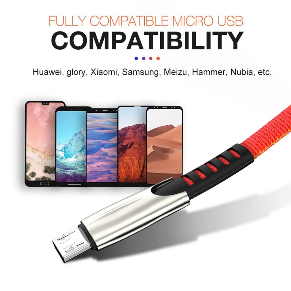 Micro USB kabel ROCK 2,4A rychlé nabíjení synchronizace dat Microusb kabel Android mobilní telefonní kabel