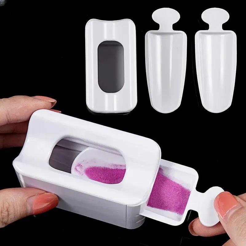 Double Layer Nail Glitter Powder Recycling Box Dust Collector Sequin Rhinestone Container Holder Manicure Storage CaseNail Tool