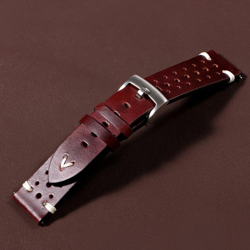 20mm 22mm Handmade Genuine Watchband Old Brown Black Soft for Men's Vintage Bracelet Oil Wax Cowhide Bracele for Casio for Omega