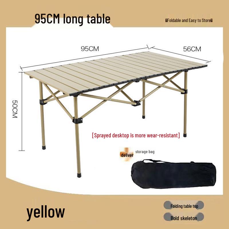 Height-Adjustable Outdoor Foldable Table for Picnic, Camping, and BBQ