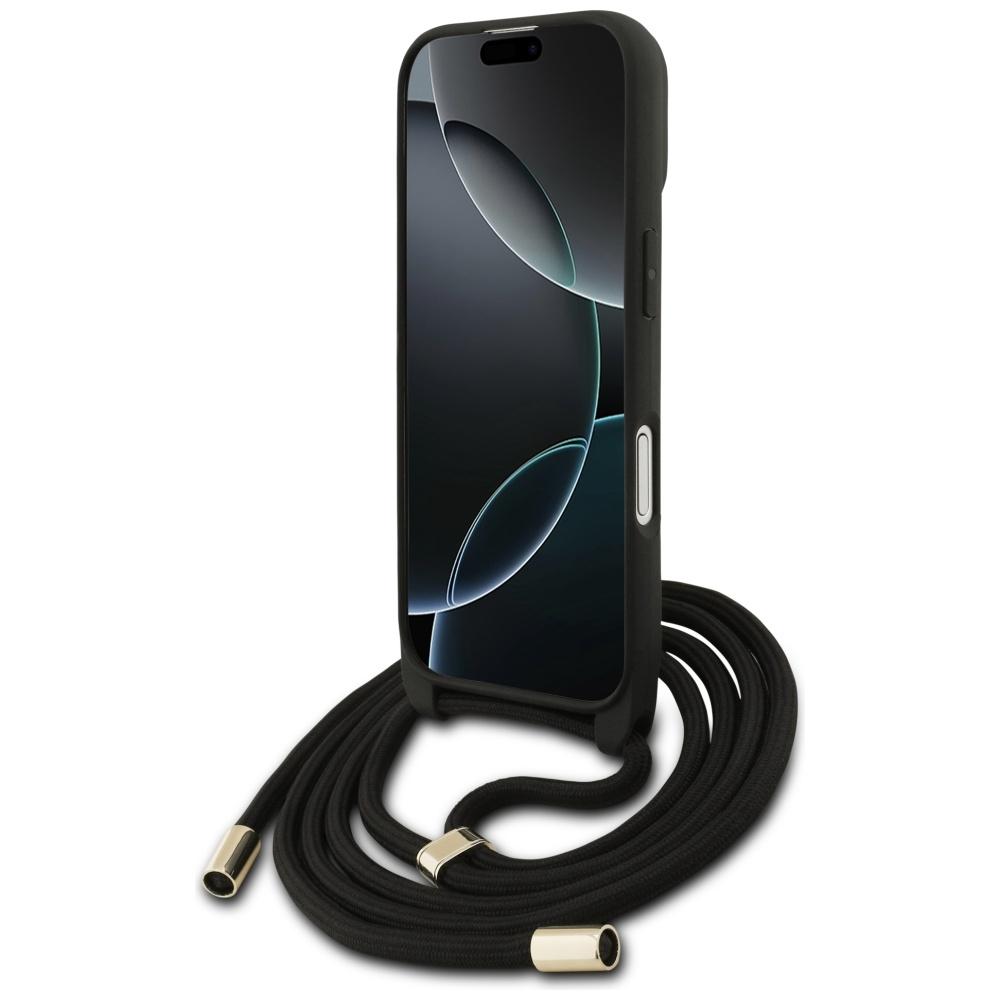 Guess 4G Big Logo Cord Stap Crossbody Case for iPhone 17 Black