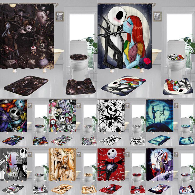 The Nightmare Before Christmas Bathroom Set With High Quality Shower Curtain And Mats