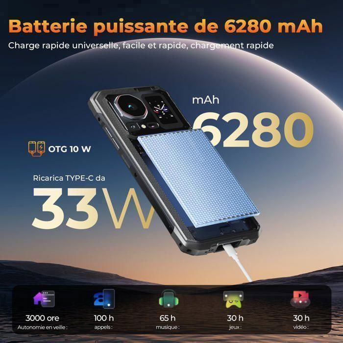 Téléphone Portable Incassable HOTWAV Cyber 16 Pro 24Go+512Go 6.6" 6280mAh Smartphone Robuste 108MP Caméra Dual SIM 4G/NFC Noir