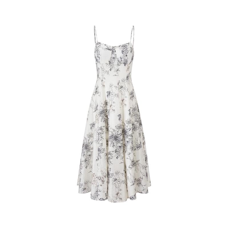 GIOVANNI VALENTINO Floral Print Halter A-line Midi Dress