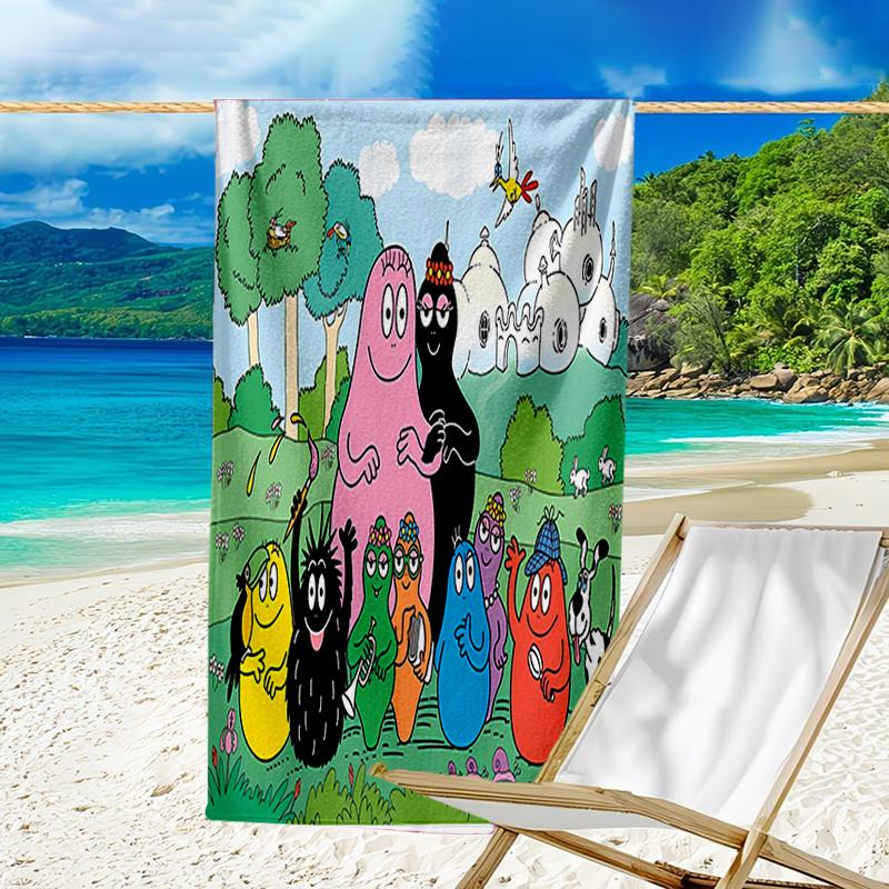 proof beach towel with a Barbapapa pattern - soft,absorbent,quick-drying,machine washable - perfect for swimming,camping,bathing